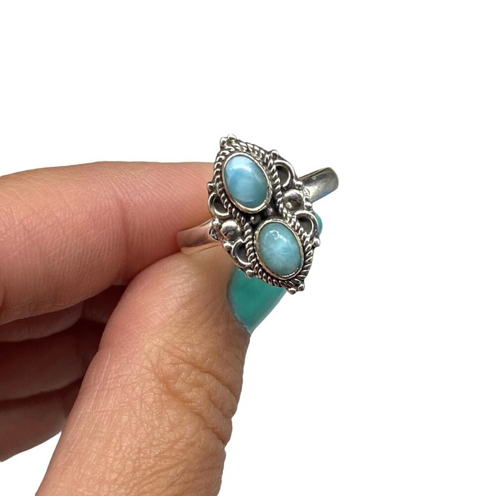 Larimar Ring Size 8 Solid 925 Sterling Silver - image 5